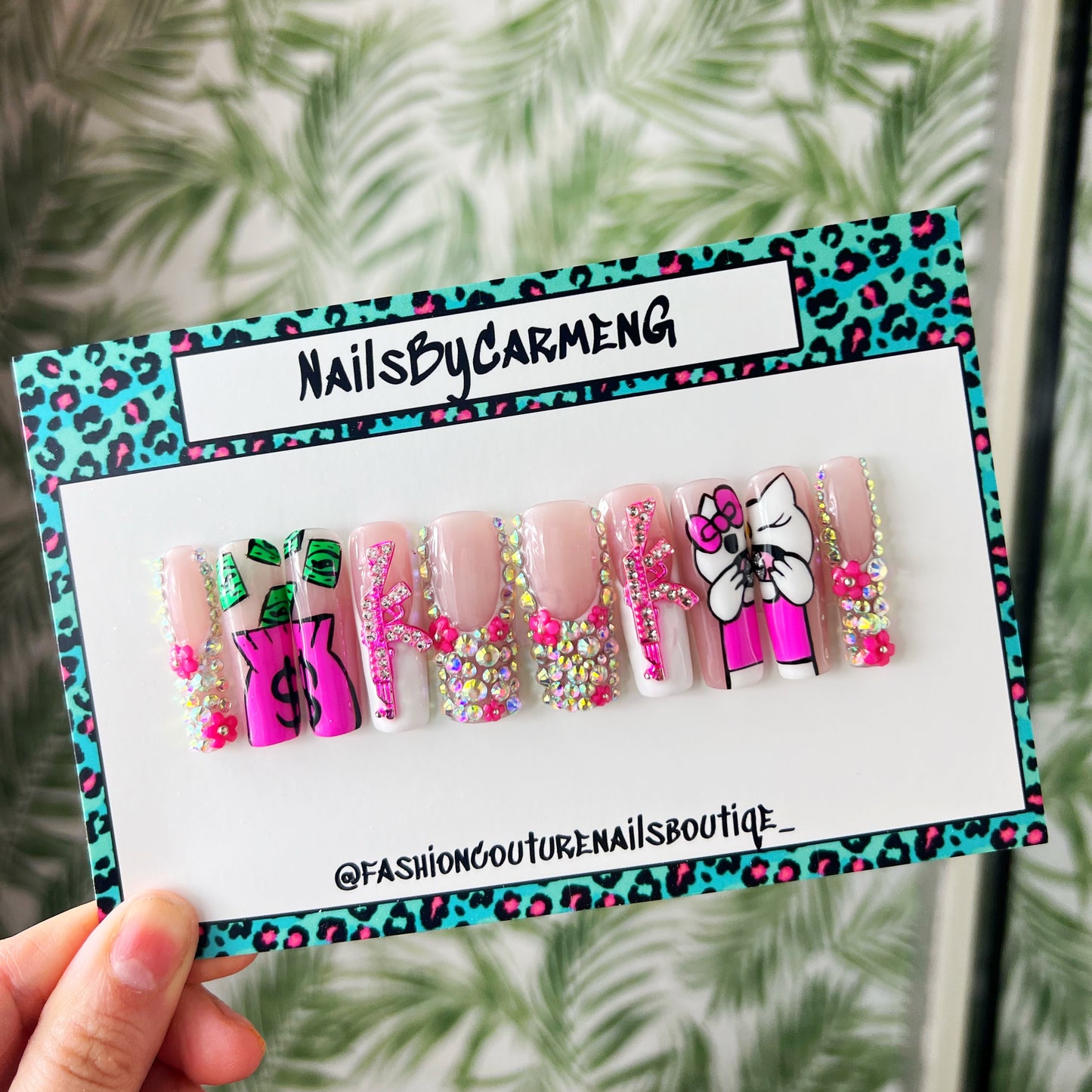 Hello Kitty Grillz and Money Acrylic Press on nails