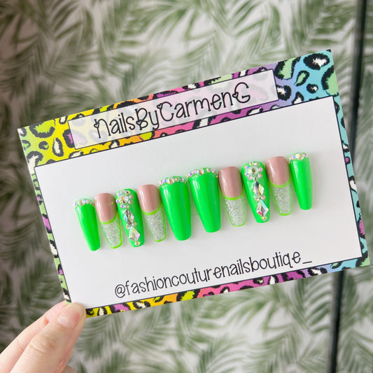 Neon green Acrylic Press on nails