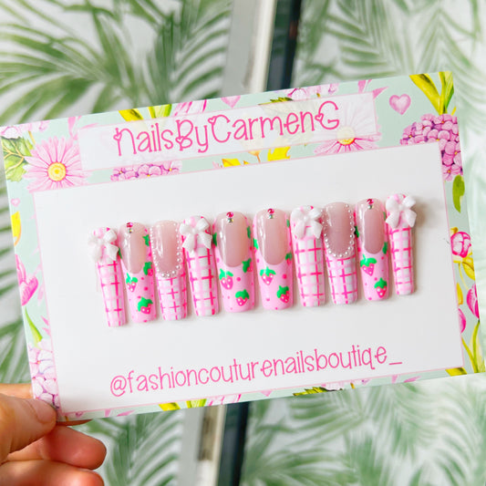 Barbie cottage core Acrylic Press on nails