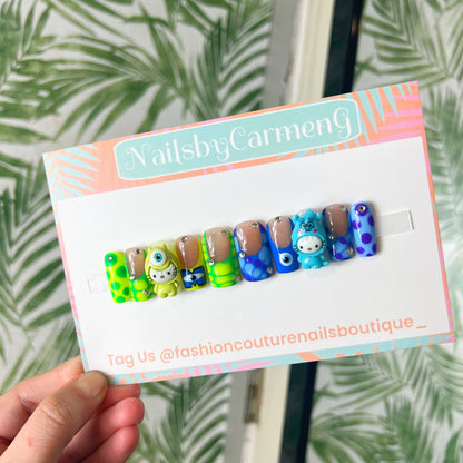 Hello Kitty Monsters Inc. charms Acrylic Press on nails