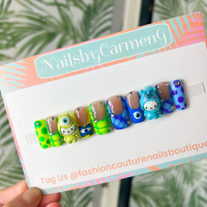 Hello Kitty Monsters Inc. charms Acrylic Press on nails