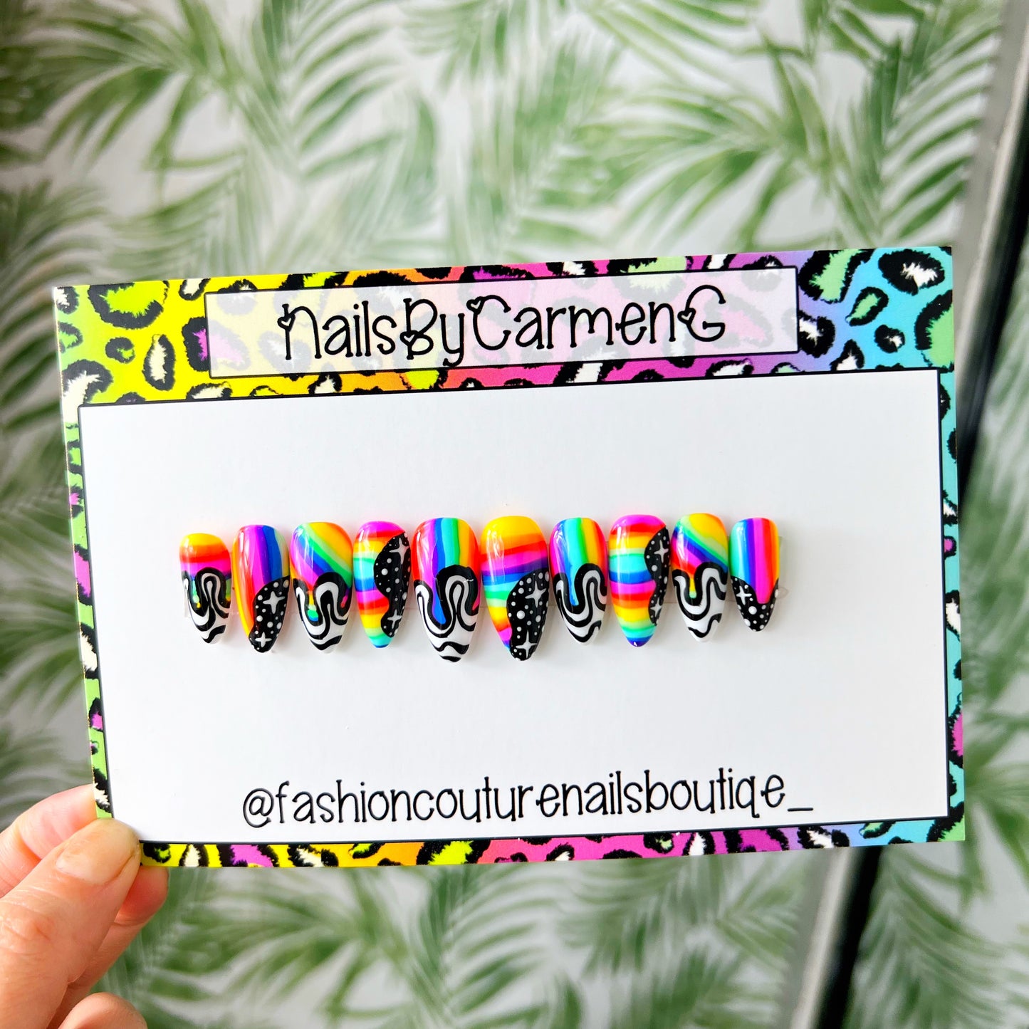 Rainbow trippy Acrylic Press on nails