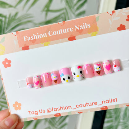 My melody and Hello Kitty Kawaii Acrylic Press on nails