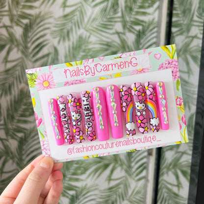 Hello Kitty Rainbow springAcrylic Press on nails