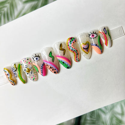 Colorful swirls Acrylic Press on nails