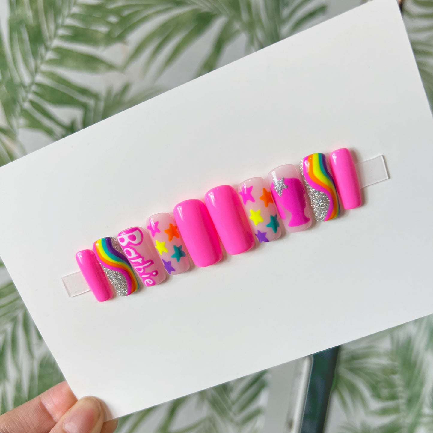Rainbow Barbie Acrylic Press on nails