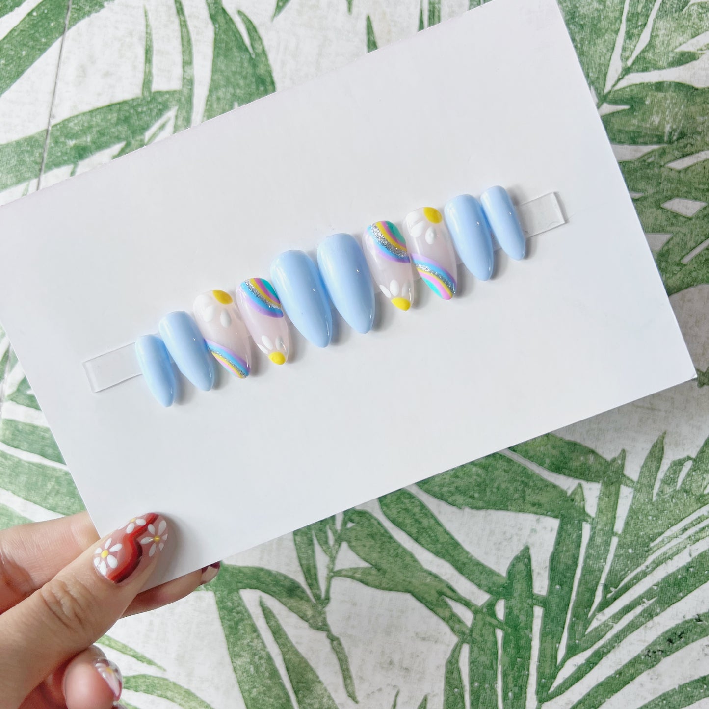 Pastels rainbows Acrylic Press on nail