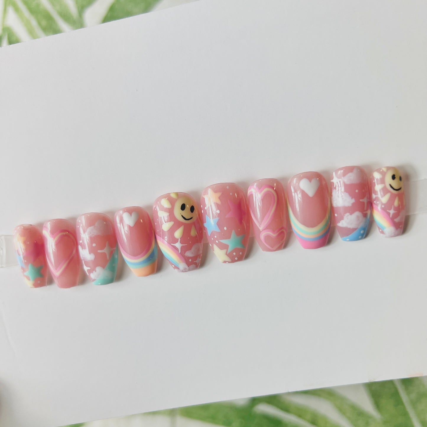 Rainbows and sunshine acrylic press on nails