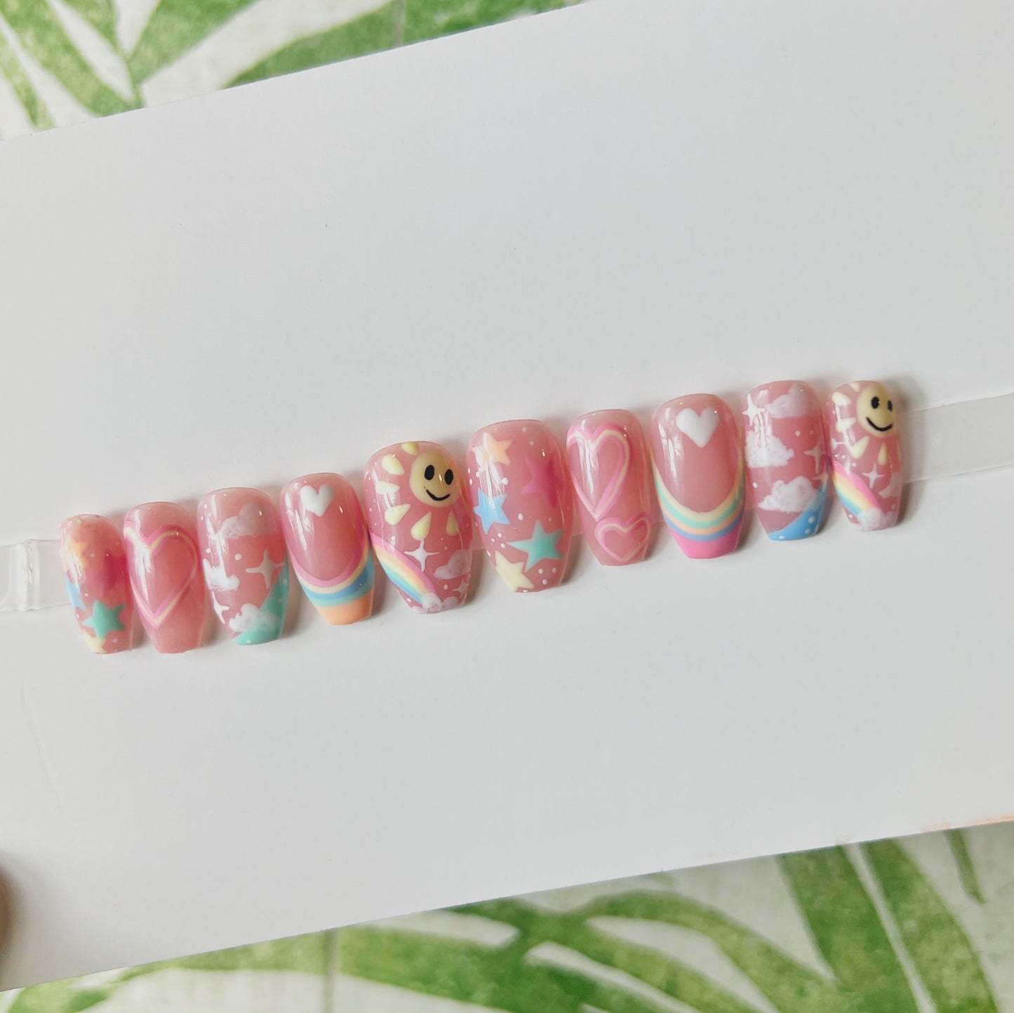 Rainbows and sunshine acrylic press on nails