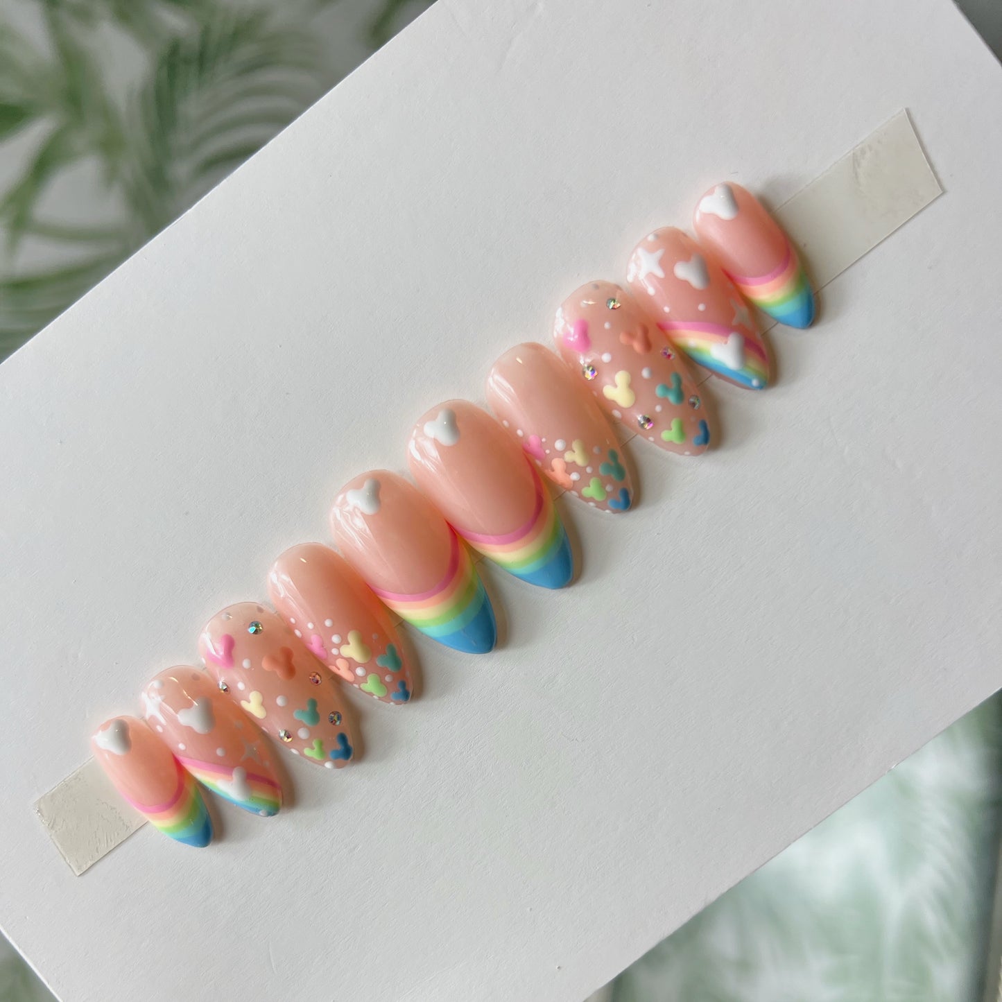 Rainbow Mickey French Tip Acrylic Press on nails