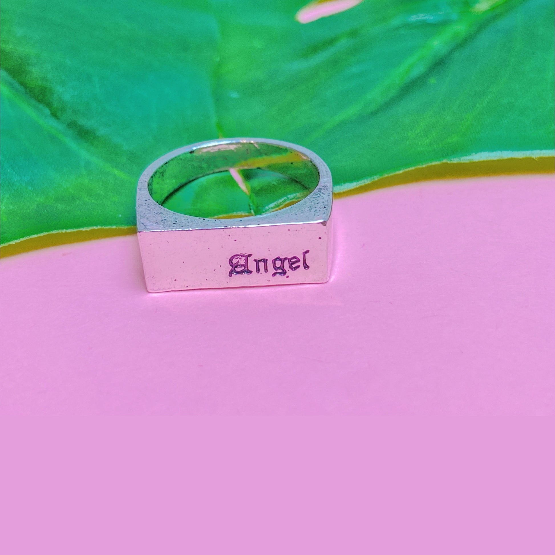 Angel Word Engraved Ring
