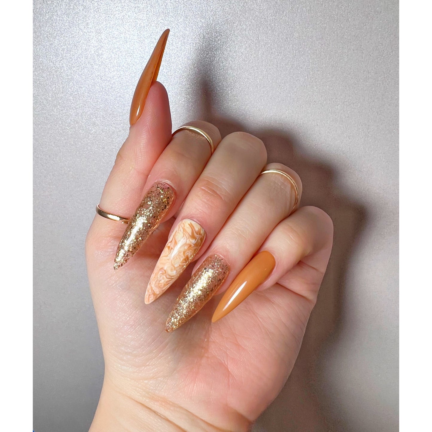Gold Marble Press On Nails