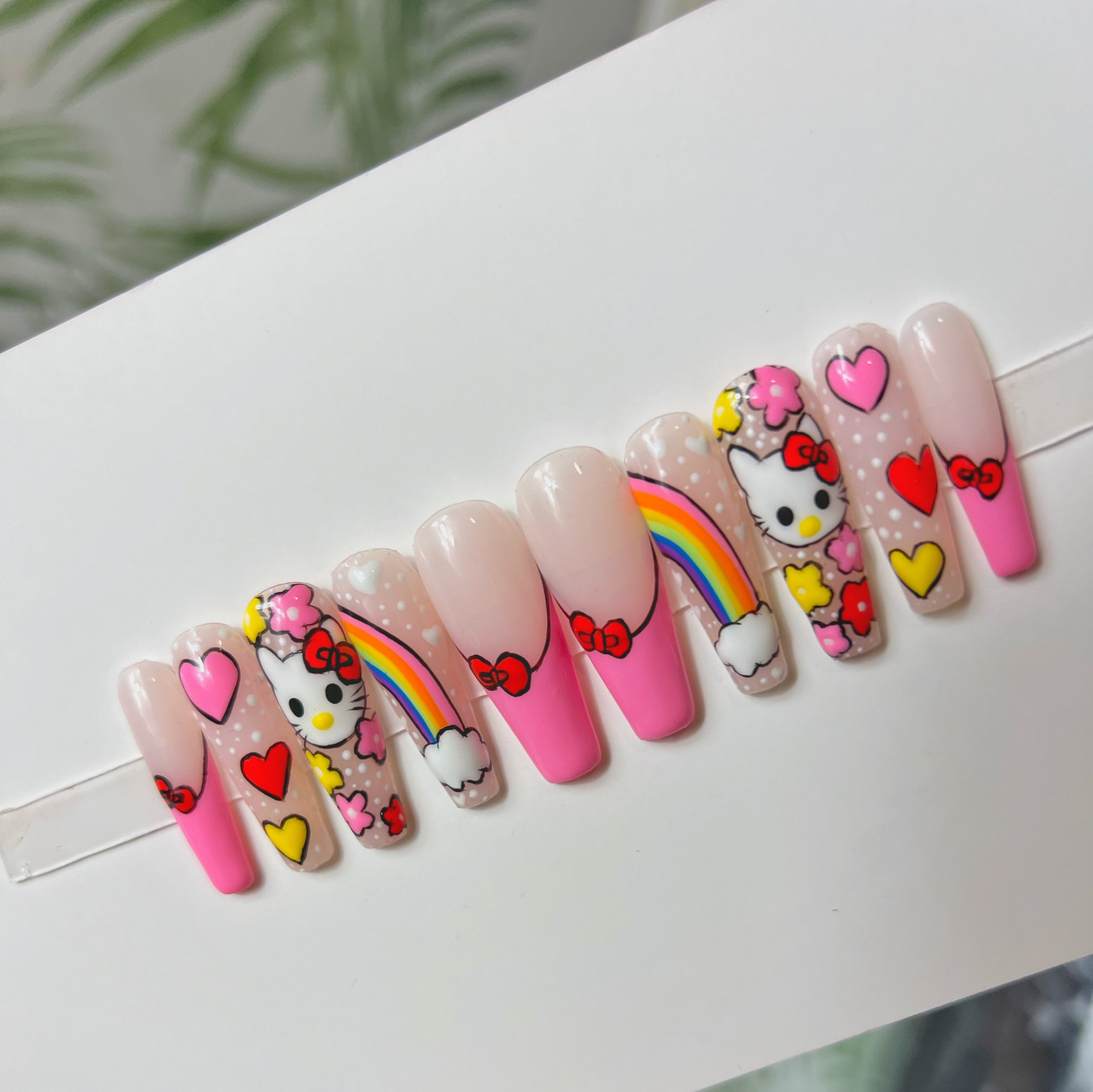 Hello Kitty Themed Press on Nails, Beauty & Personal Care, Hands & Nails on  Carousell