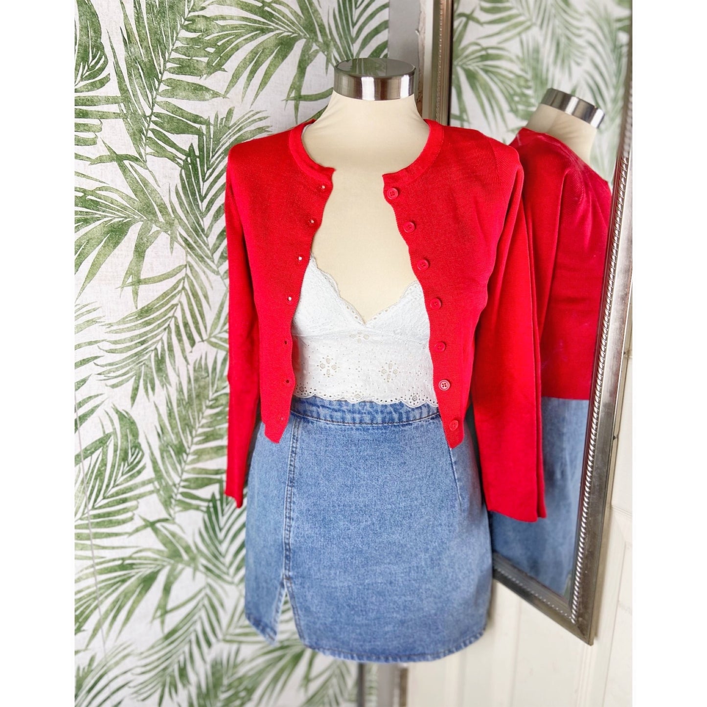 Cherry Kiss Red Button Up Cardigan