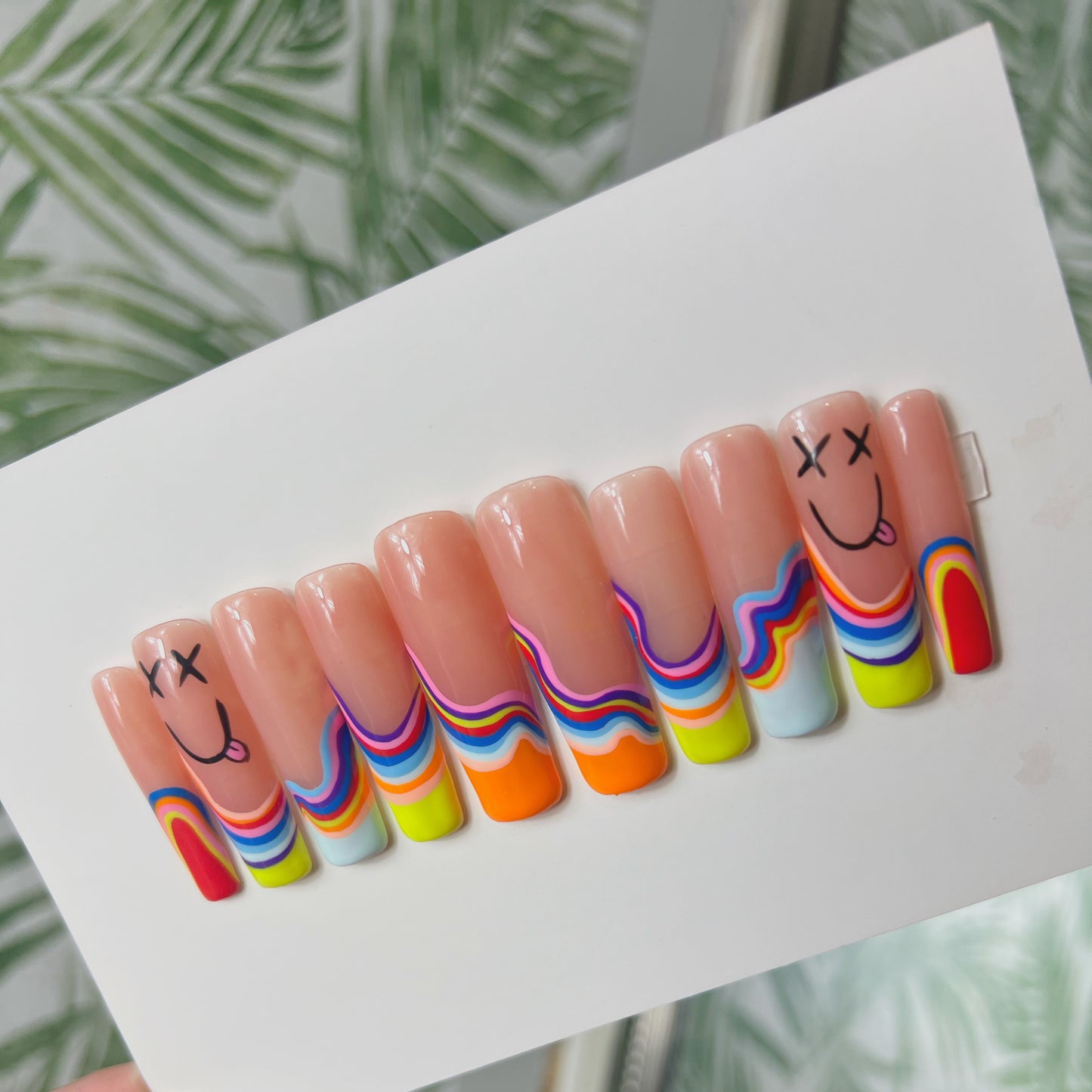 Silly Rainbow Swirls Acrylic Press on nails