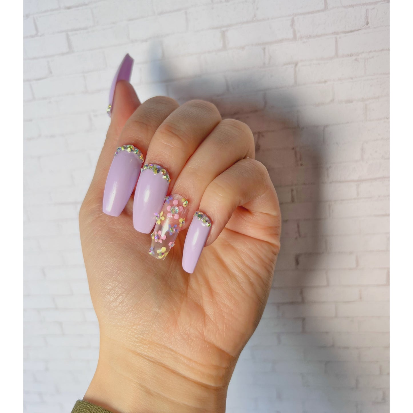 Lilac Florals Press On Nails