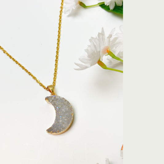 GOLD PLATED MOON-CHILD DRUZY NECKLACE