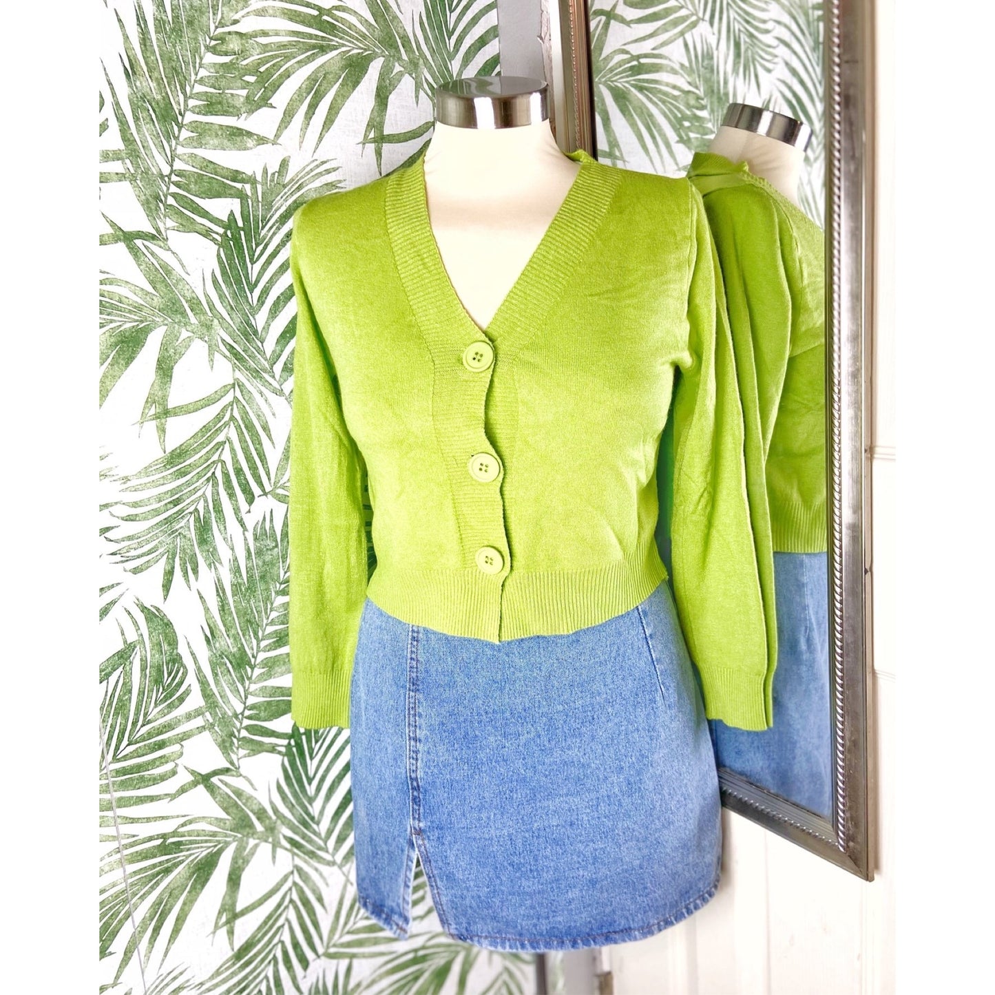 Lime Green Knit Cardigan