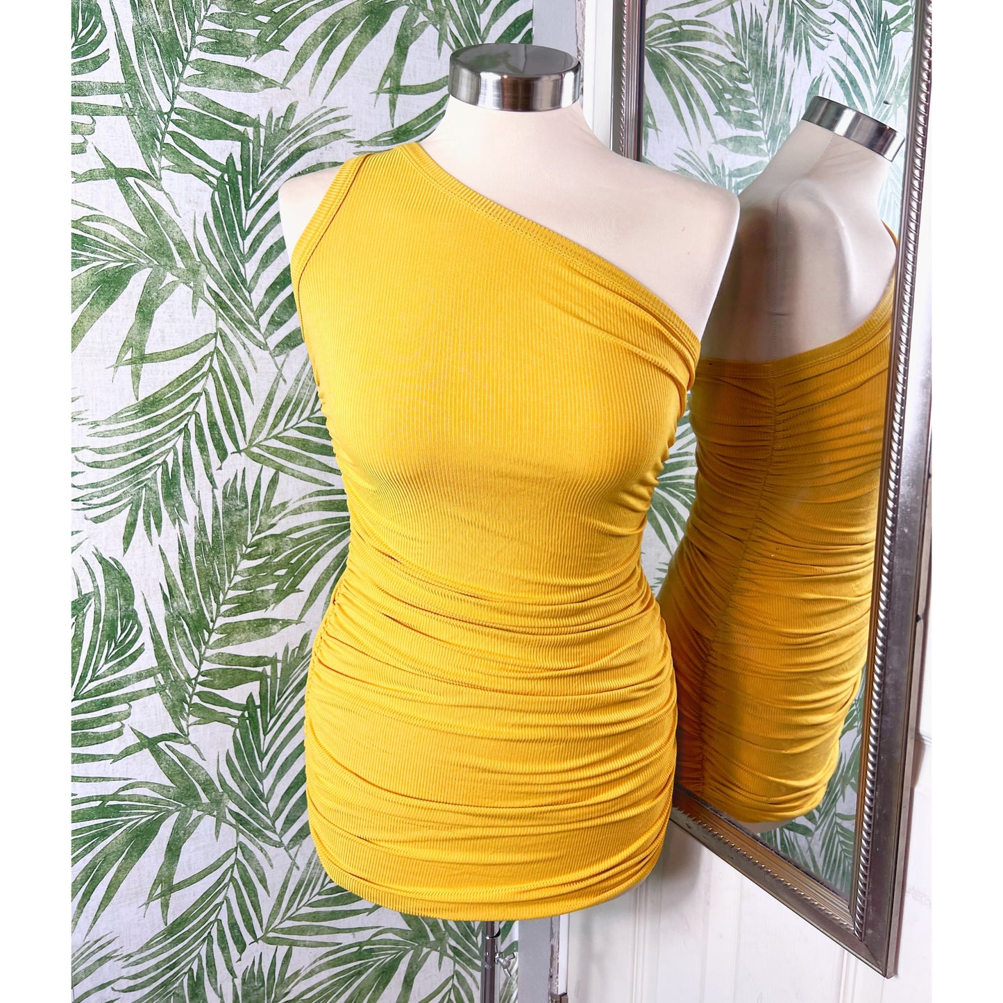 Yellow One-Shoulder Mini Dress