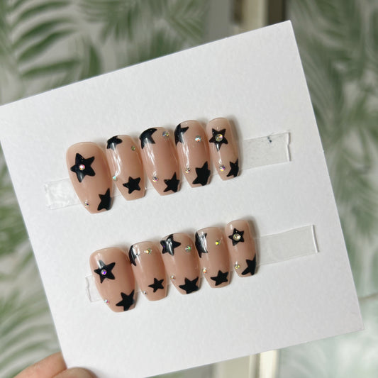 Black Stars Acrylic Press on nails