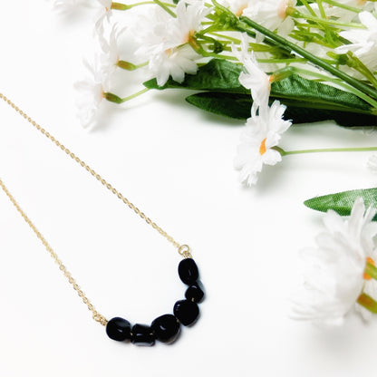 Black Obsidian Gold Necklace