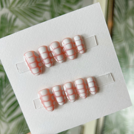 White Snake Print Acrylic Press on nails
