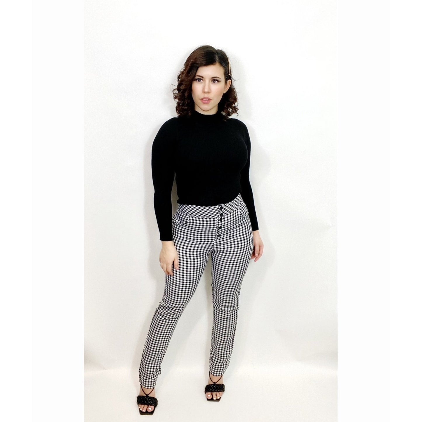 Black And White Gingham Trousers Pants