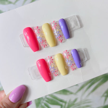 Multicolor Floral Spring Press On Nails