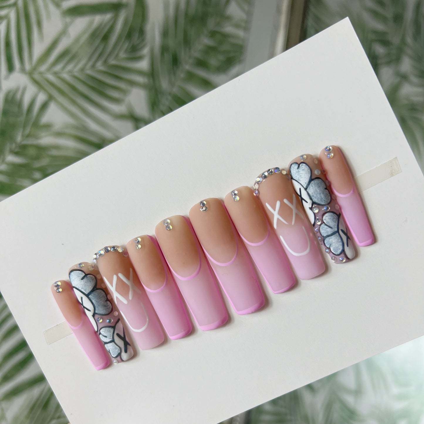 Pink Kaws Acrylic Press on nails