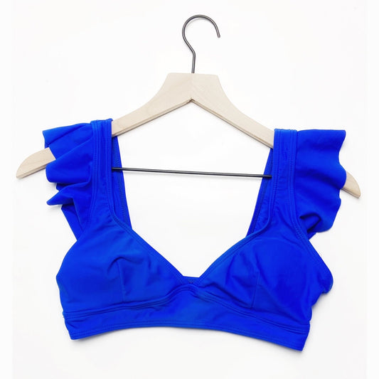 Blue Ruffle Bikini Top