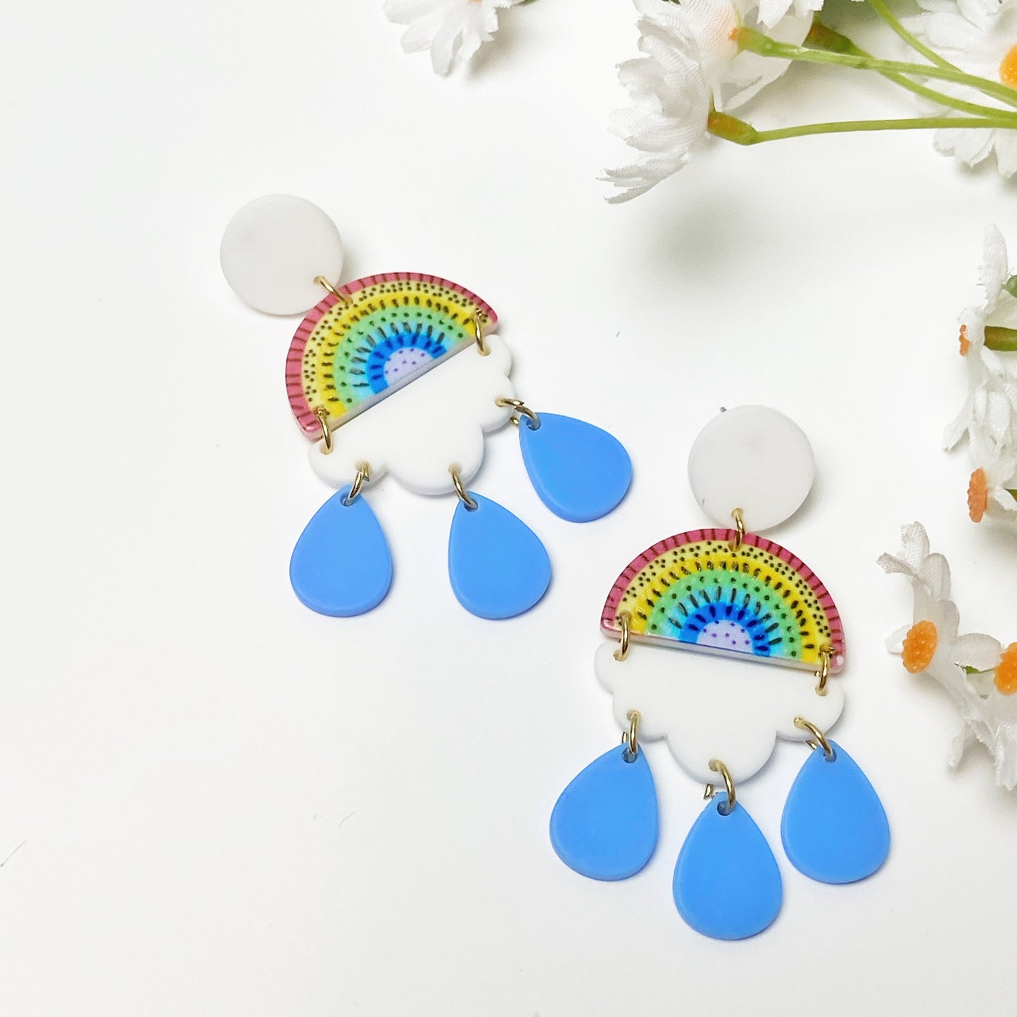 Rainbow After The Storm Resin Earrings