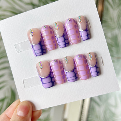 Purple Snake Print Press on nails
