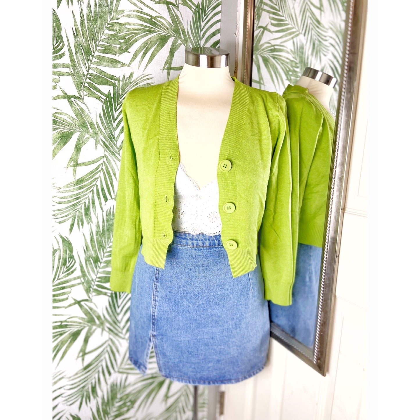 Lime Green Knit Cardigan
