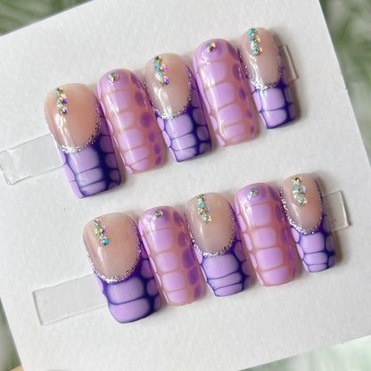 Purple Snake Print Press on nails